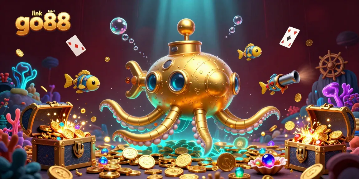 Experience thrilling wins with link tải go88 in a vibrant underwater casino adventure featuring a golden kraken!