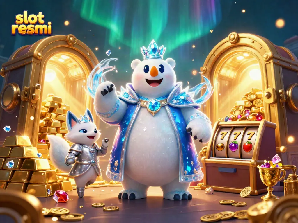 Experience the excitement of slot resmi with captivating characters and gaming elements illuminating the scene.