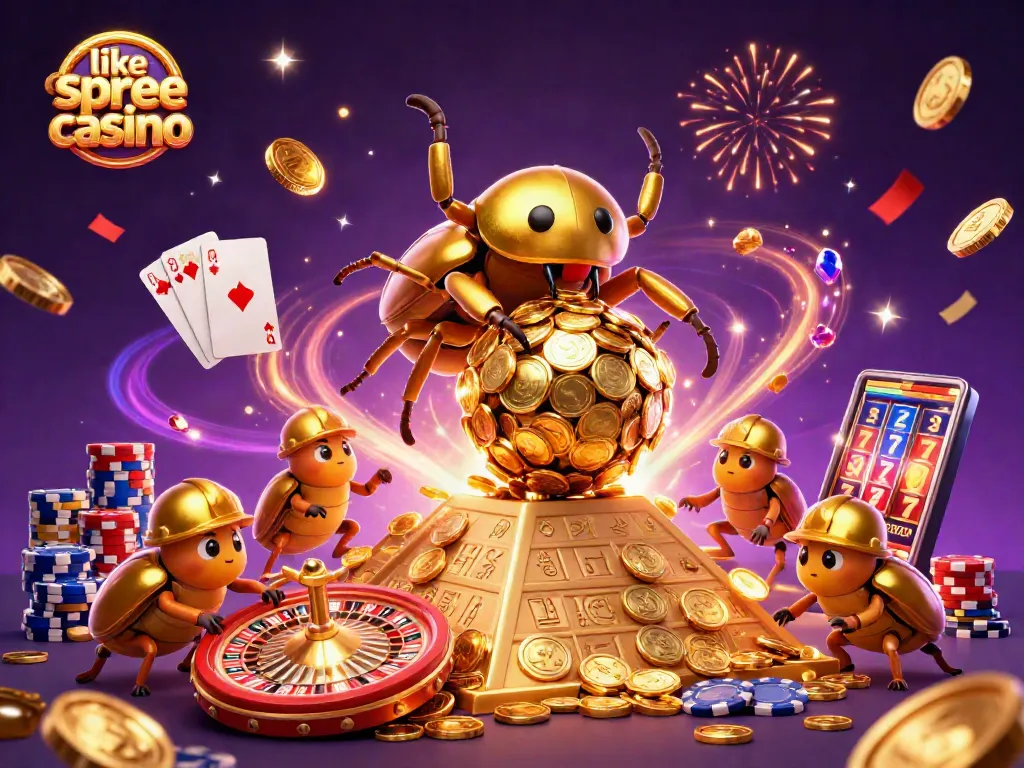 Experience thrilling gameplay with golden chances at casinos like spree casino in this vibrant 3D illustration.