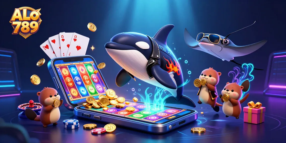 Bet on ALo 789 for thrilling underwater adventures with orca, stingray, and otters in this vibrant casino scene.