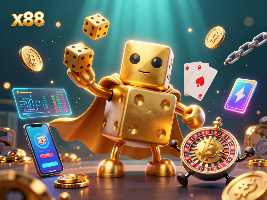 Experience x88 roll the dice for huge winnings in this captivating casino illustration.