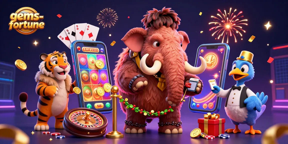 Engage with gems-fortune while enjoying vibrant 3D casino elements and colorful slot games.