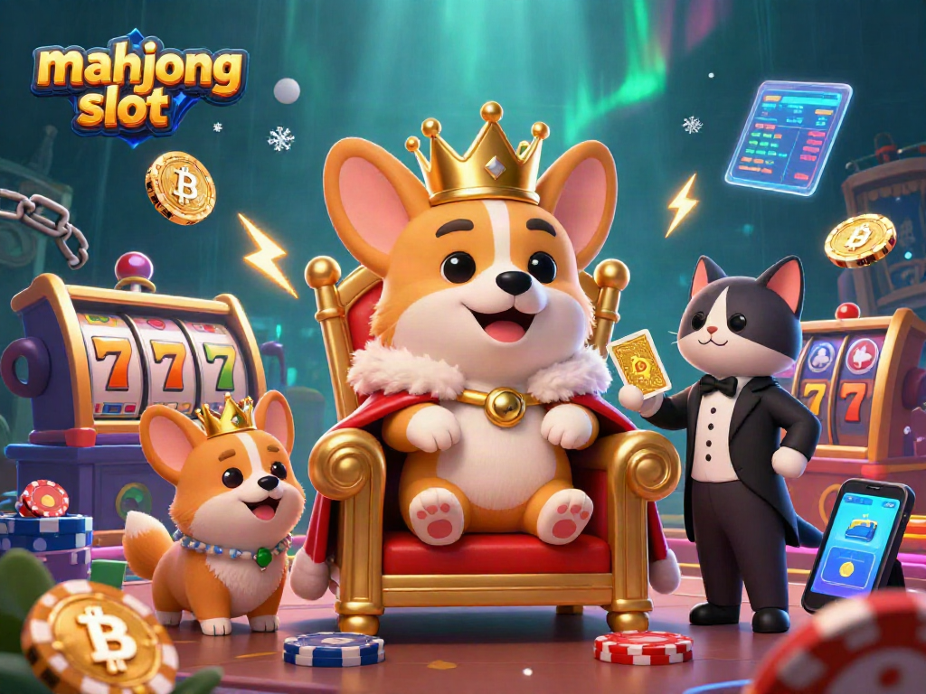 Bettors engaging with the mahjong slot, featuring vibrant casino characters and elements like coins and card decks.