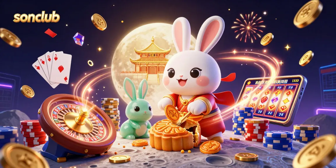 Spin to win at sonclub with the moon rabbit and magical gaming elements.