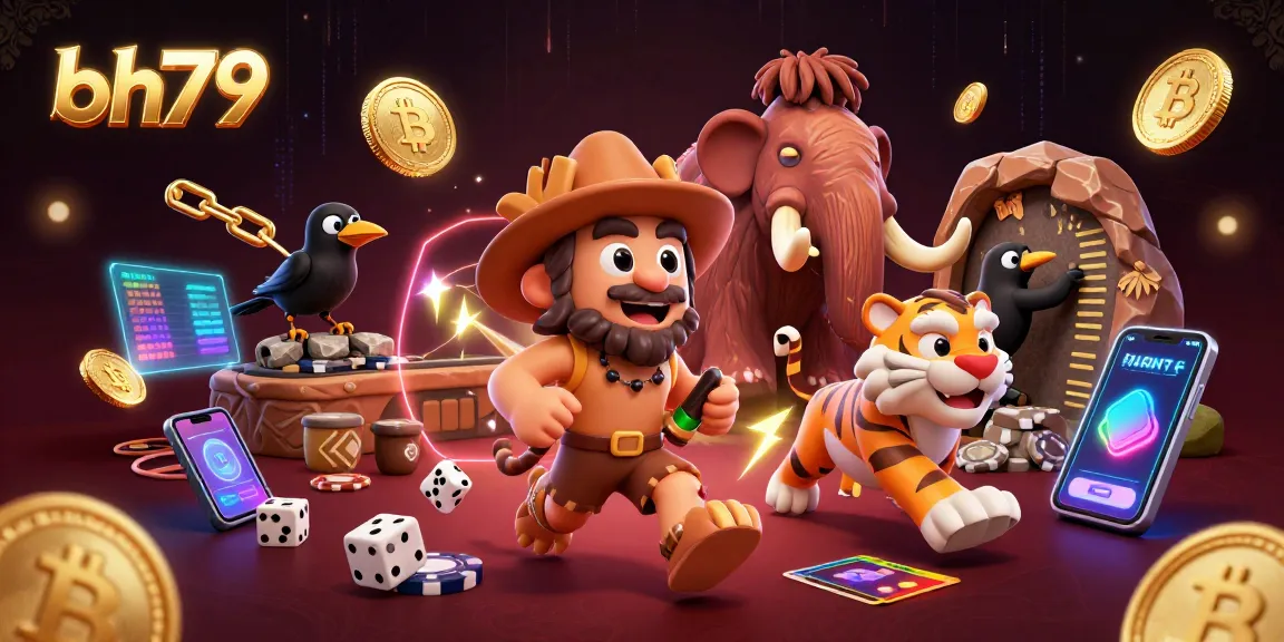 Engage in thrilling prehistoric casino action with bh79, featuring cavemen and crypto elements.