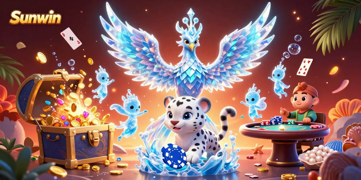 Engage with Sunwin's dynamic gaming world through an ice phoenix, poker chip play, and glowing sprites.