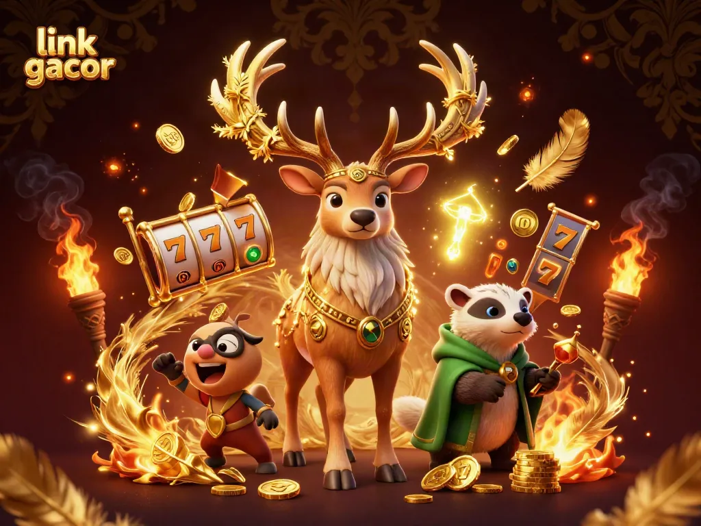 Experience thrilling wins with the link gacor, featuring colorful slot reels and mystical elements.