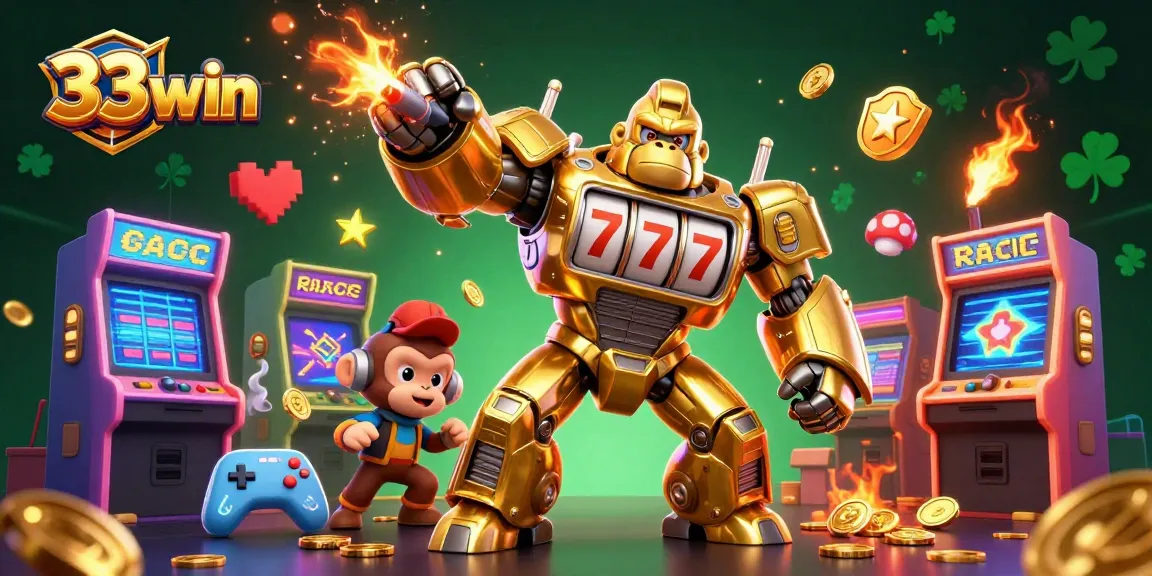 Experience the thrilling action of 33win with a stunning 3D gorilla mech and exciting game features!