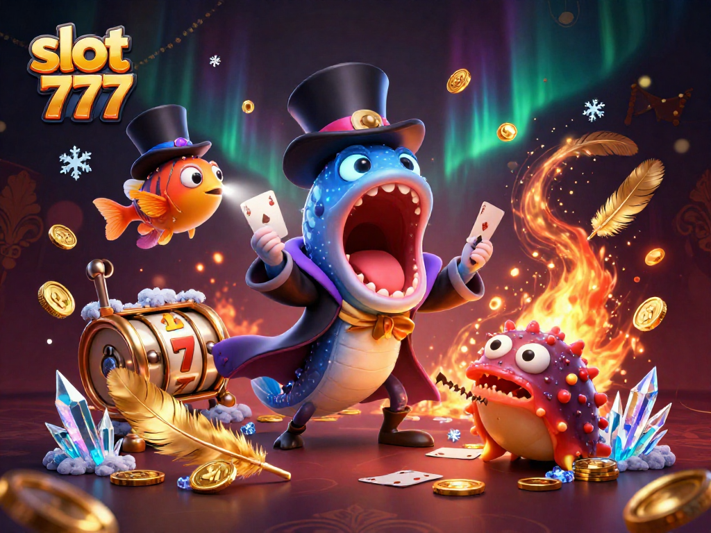 Spin slot 777 reels with a whimsical underwater magician and dazzling casino elements.