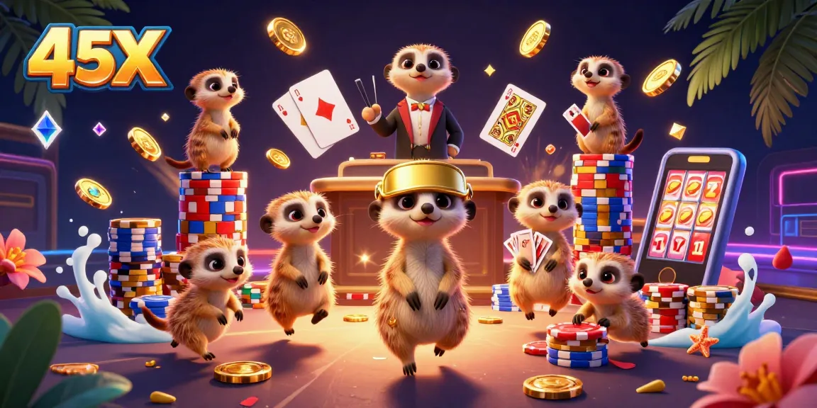 Engaging scene of the 45X meerkat casino with animated gameplay elements and vibrant visual effects.