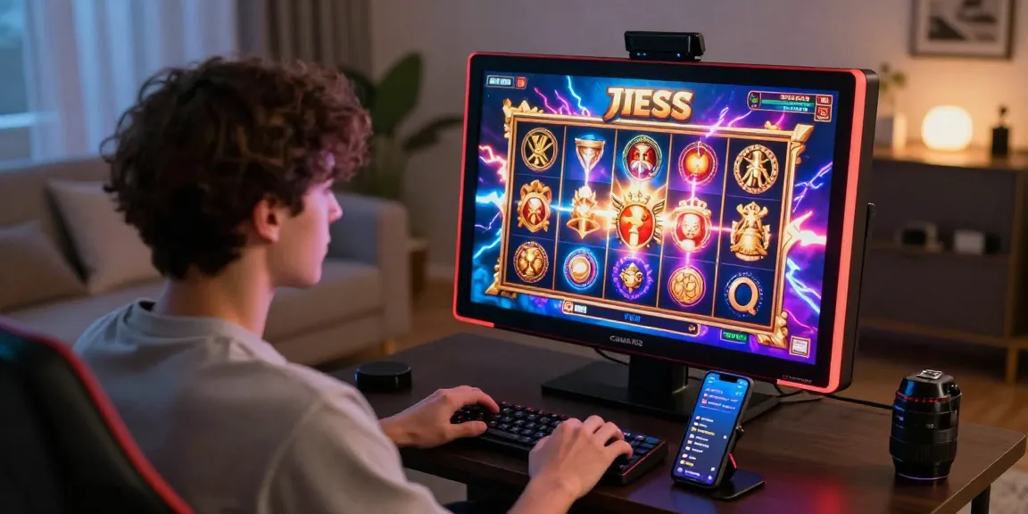 Exciting online gaming scene featuring a slot raja machine with Zeus theme, showcasing vibrant graphics and community engagement.
