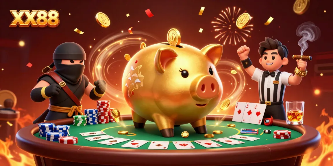Experience exciting bets and vibrant gameplay with XX88's thrilling casino illustration featuring engaging characters.