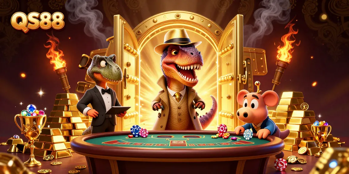 Experience thrilling gameplay at QS88 with fun characters in a vibrant casino setting.