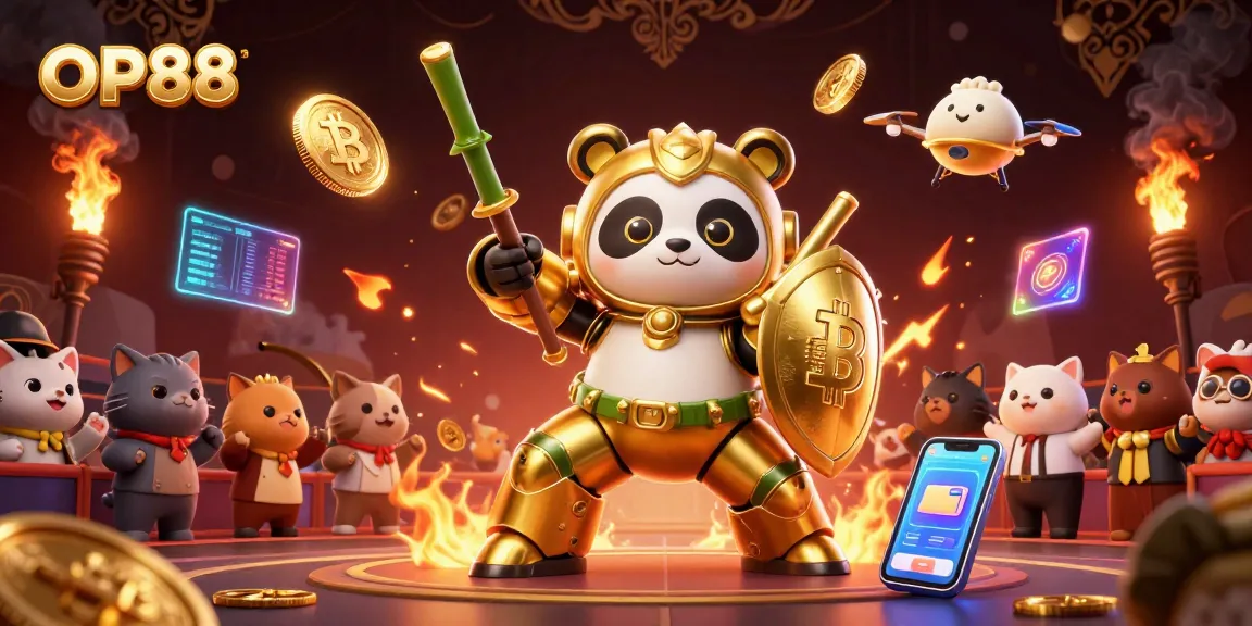 Experience exciting betting at OP88 with a dynamic 3D casino scene, showcasing engaging characters and elements.