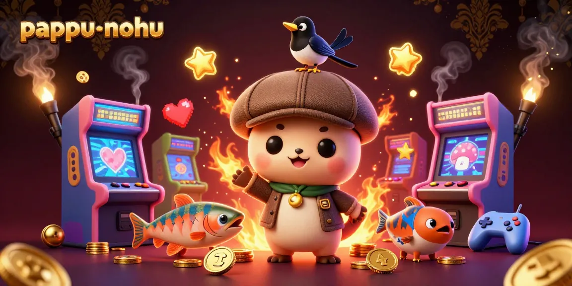 Pappu-nohu game illustration with Nessie and friends amidst shining casino elements