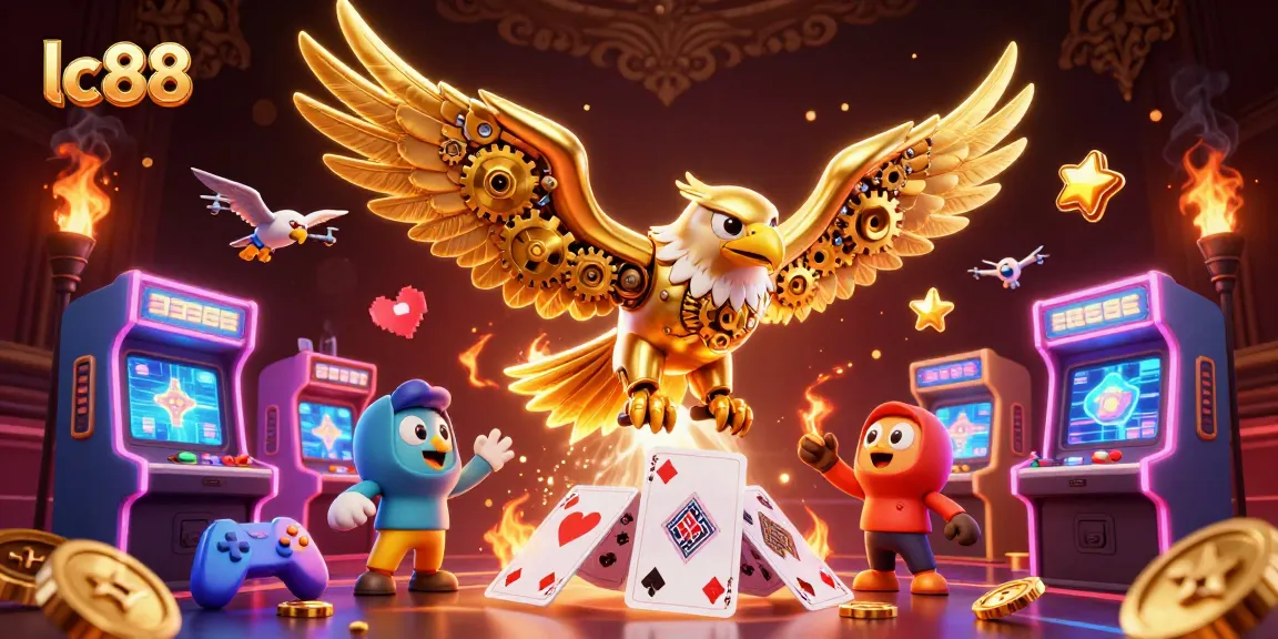 Experience thrilling gameplay with lc88's golden eagle amidst vibrant casino elements.