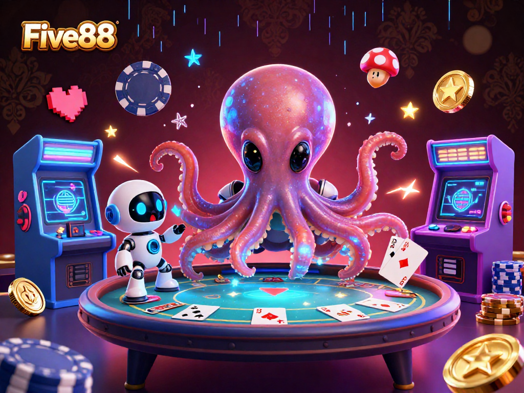 Join the exciting poker experience at Five88 with an alien octopus and 3D gaming visuals
