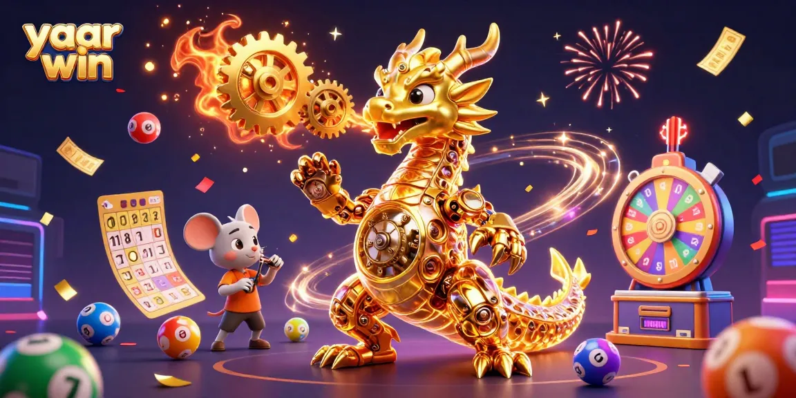 Engage with the exciting world of yaar win captured in a vibrant 3D illustration bursting with dynamic lottery elements.