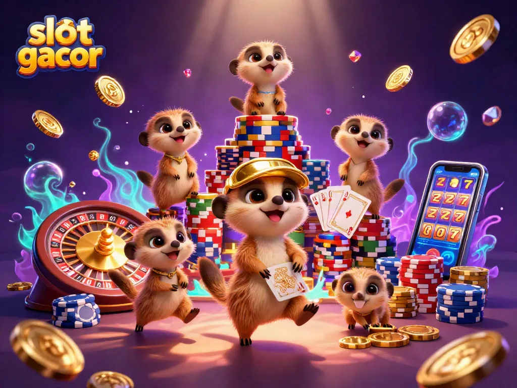 Experience the thrill of slot gacor with gameplay featuring vibrant meerkats in a casino setting.