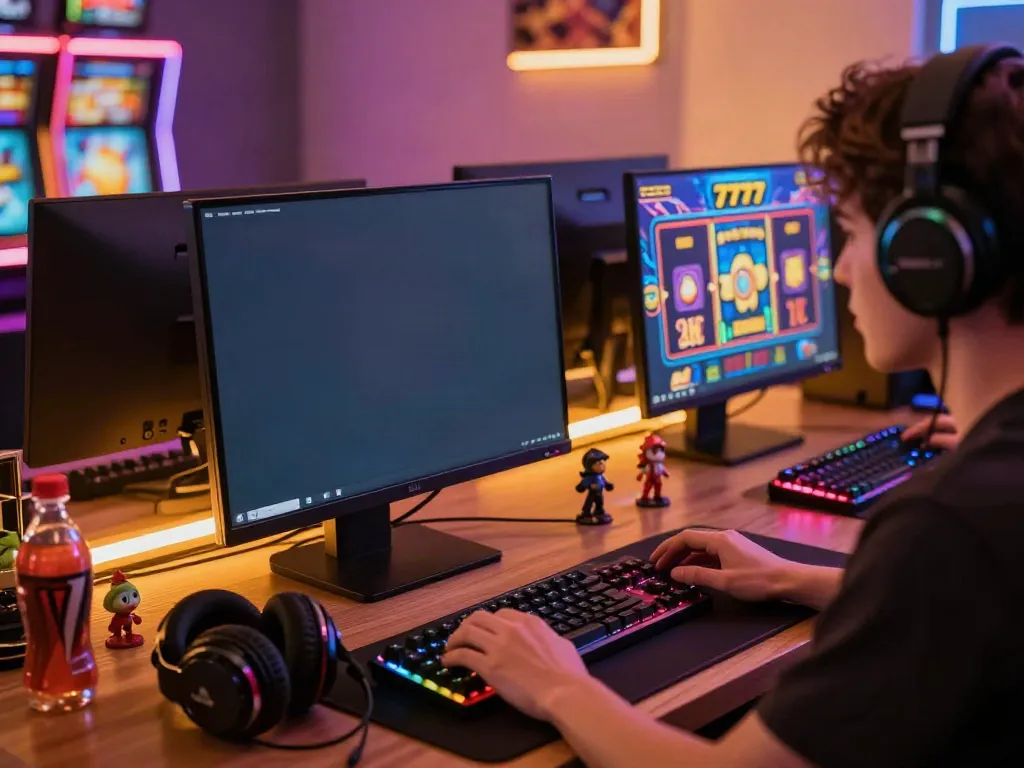 Pemain sedang menikmati game slot777 dengan suasana gaming yang dinamis dan menarik di meja.