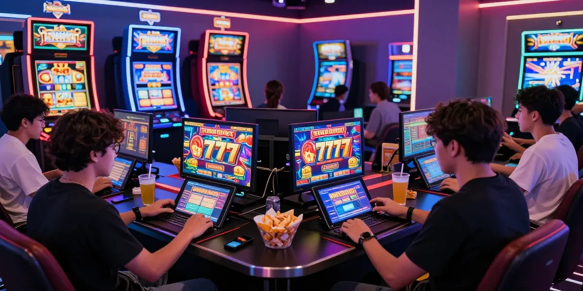 Engaged players enjoying slot gacor 777 games in a lively online casino setting.