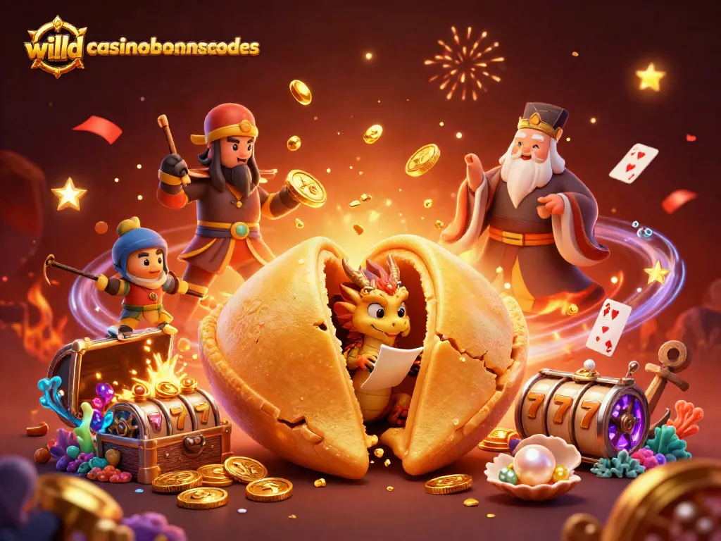 Engage with wildcasinobonuscodes in this vibrant 3D scene showcasing slot reels and dynamic gaming elements.