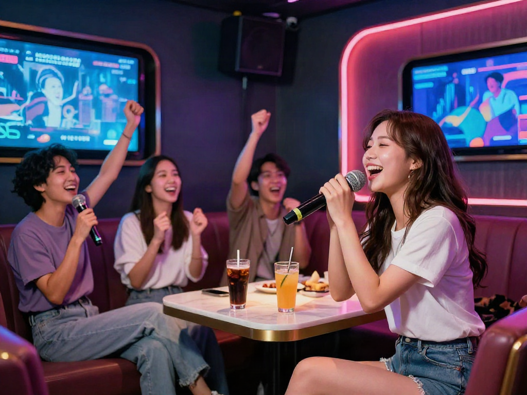 강남 달토 가라오케에서 즐거운 시간 보내는 친구들 모습