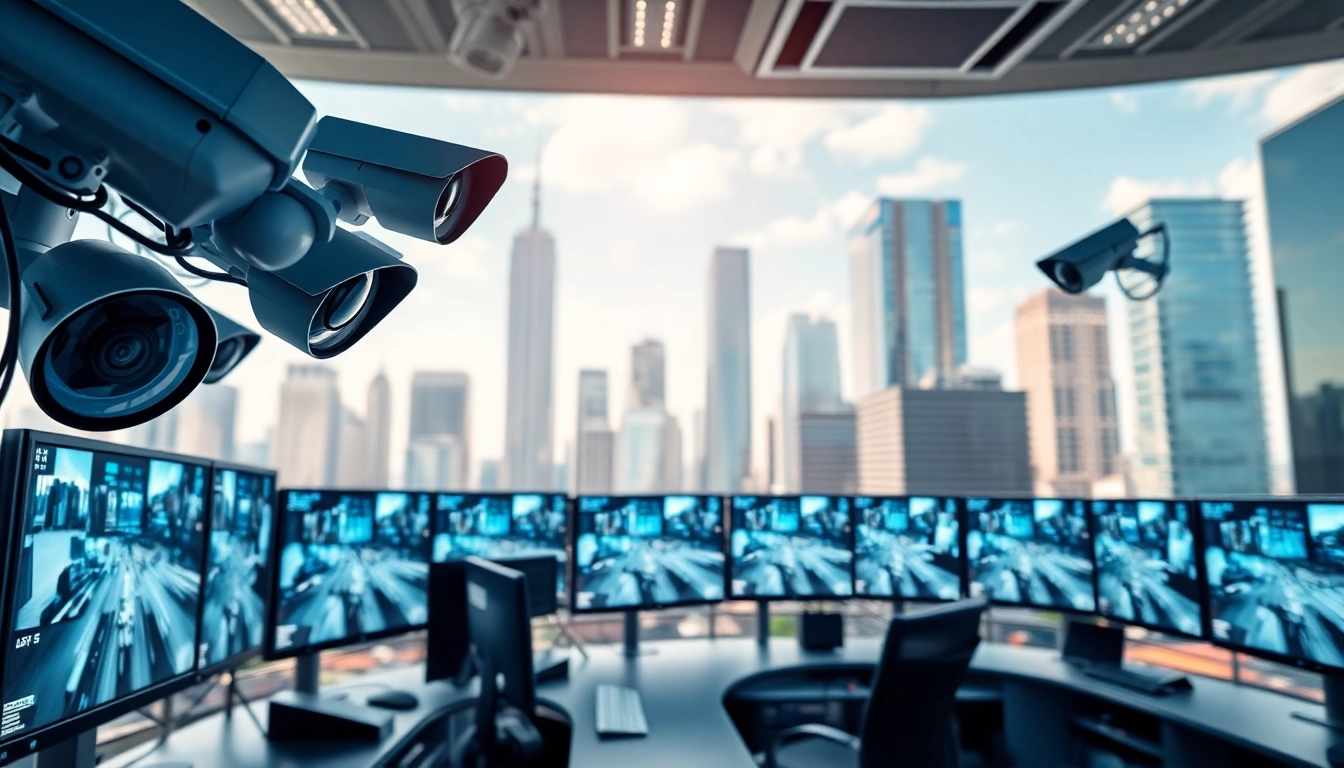 Monitor showcasing real-time security camera analytics in a modern control center.