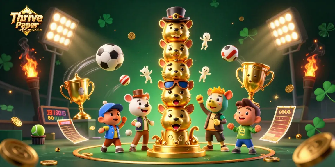 Engage with Thrive Paper online magazine's vibrant casino illustration featuring a dynamic totem pole and sports betting elements.