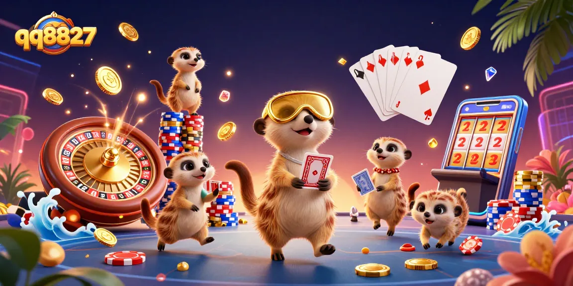 Experience thrilling gaming with qq8827 as meerkats manage a vibrant casino operation.