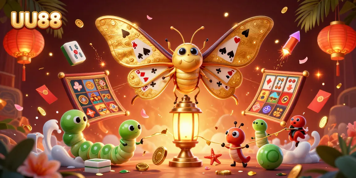 Engage in thrilling gameplay at UU88 with vibrant casino scenes, golden motifs, and dynamic gaming elements.
