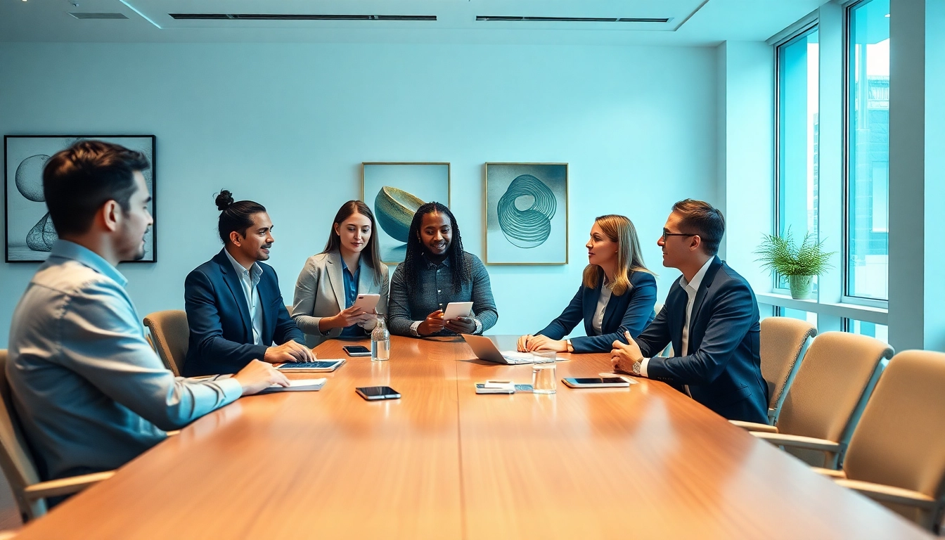 Engaged team members strategizing on business mobile providers UK in a modern office.