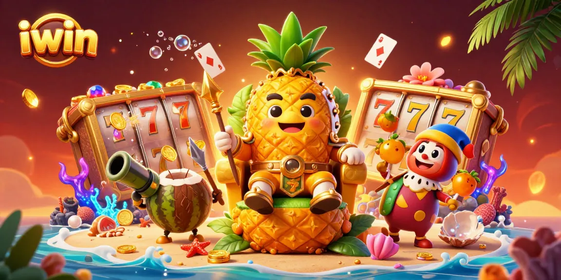 iwin captures the excitement of vibrant beach casino gameplay with golden pineapple king and dynamic elements.